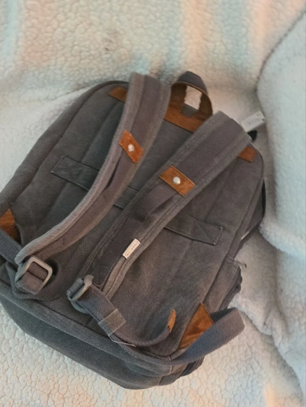 Travelon Gray And Drak Tan Large Backpack